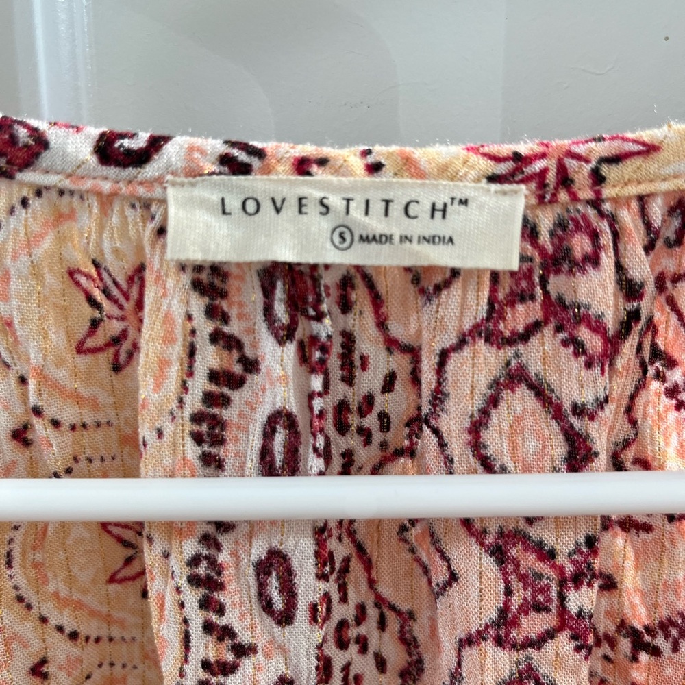 Lovestitch Boho Paisley Blouse in Pink and Cream
